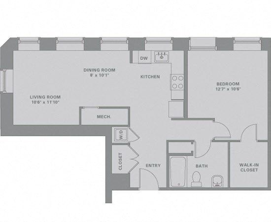 Floorplan for Apartment #04-607, 1 bedroom unit at Halstead Haverhill